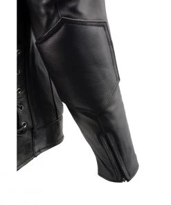 Leather Motorcycle Jackets Milwaukee Leather LKM1765 Men's Black Vented Scooter Leather Jacket With Side Laces