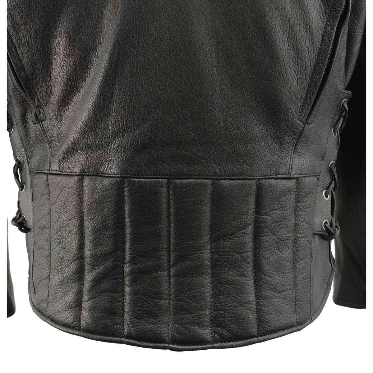 Leather Motorcycle Jackets Milwaukee Leather LKM1765 Men's Black Vented Scooter Leather Jacket With Side Laces