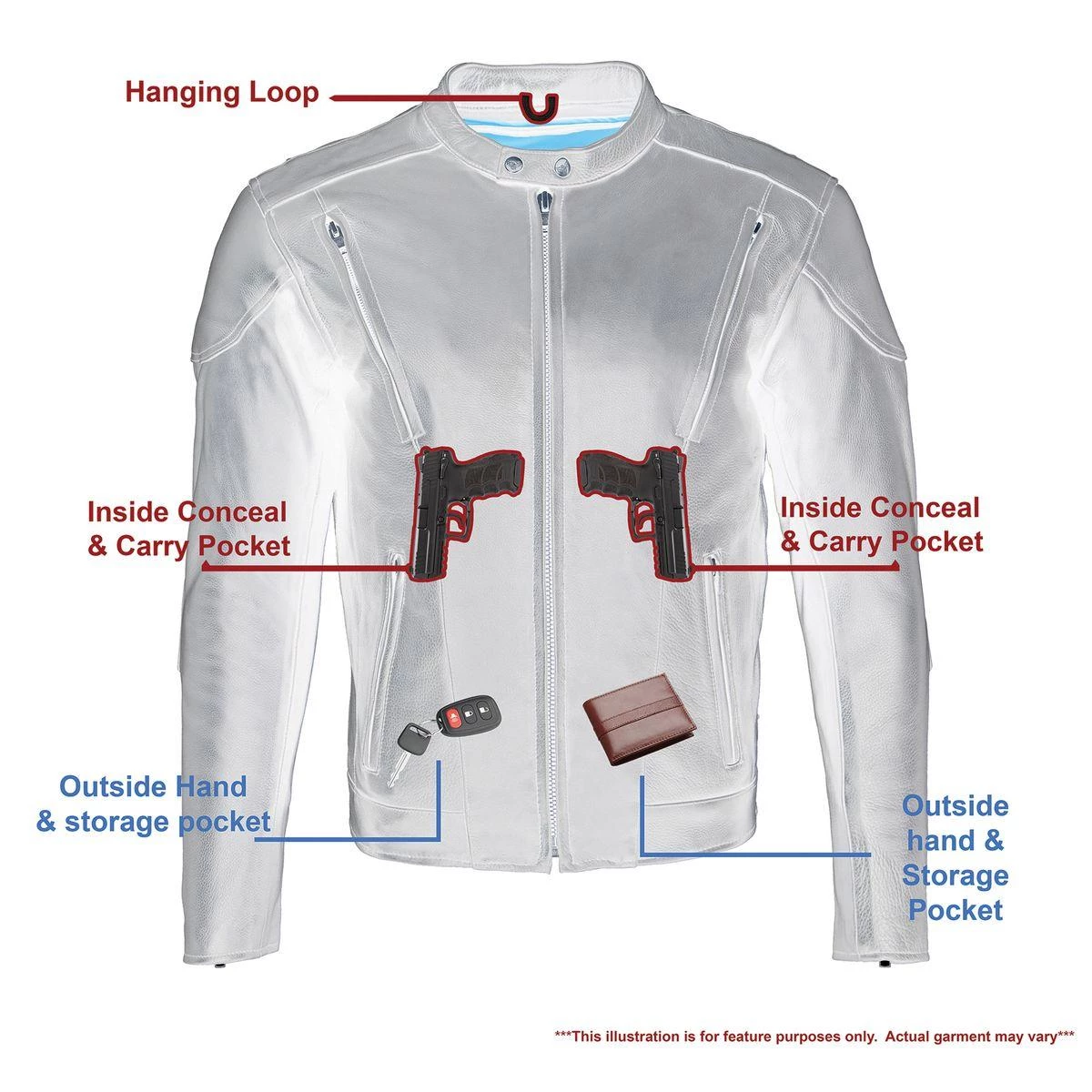 Leather Motorcycle Jackets Milwaukee Leather LKM1765 Men's Black Vented Scooter Leather Jacket With Side Laces