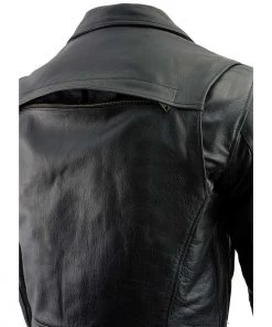 Leather Motorcycle Jackets Milwaukee Leather LKM1770 Men's Black Leather Jacket With Belt Utility Pocket