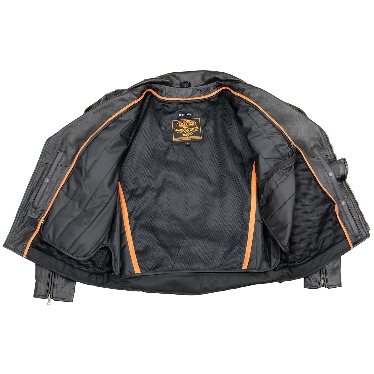 Leather Motorcycle Jackets Milwaukee Leather LKM1770 Men's Black Leather Jacket With Belt Utility Pocket