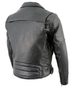 Leather Motorcycle Jackets Milwaukee Leather LKM1770 Men's Black Leather Jacket With Belt Utility Pocket