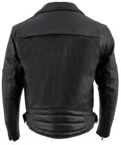 Leather Motorcycle Jackets Milwaukee Leather LKM1770 Men's Black Leather Jacket With Belt Utility Pocket