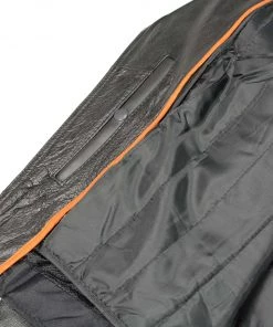 Leather Motorcycle Jackets Milwaukee Leather LKM1770 Men's Black Leather Jacket With Belt Utility Pocket