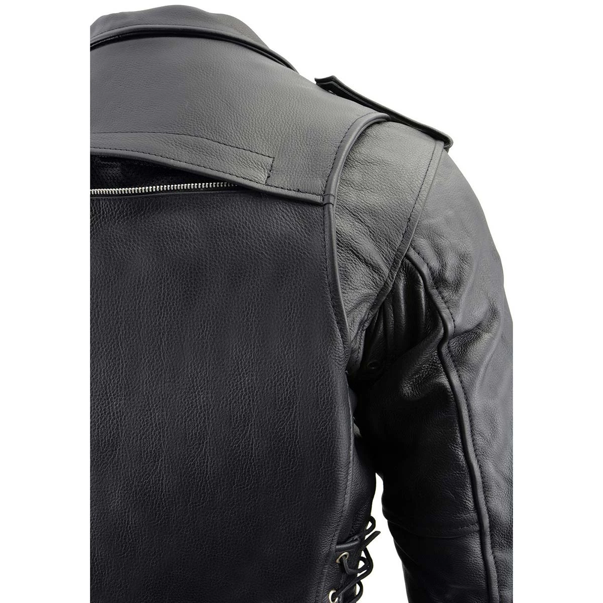 Leather Motorcycle Jackets Milwaukee Leather LKM1775 Men's Black Leather Vented Jacket With Side Laces