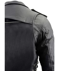 Milwaukee Leather LU1775 Men's'Wild One' Black Leather Vented Jacket With Side Laces