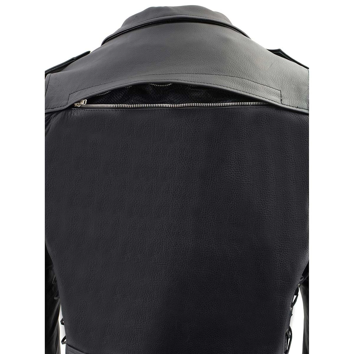 Leather Motorcycle Jackets Milwaukee Leather LKM1775 Men's Black Leather Vented Jacket With Side Laces