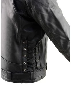 Milwaukee Leather LU1775 Men's'Wild One' Black Leather Vented Jacket With Side Laces