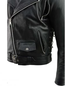 Milwaukee Leather LU1775 Men's'Wild One' Black Leather Vented Jacket With Side Laces