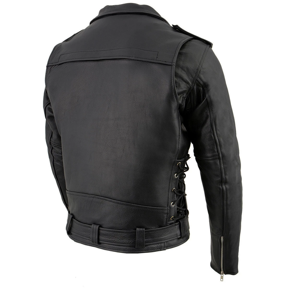 Leather Motorcycle Jackets Milwaukee Leather LKM1775 Men's Black Leather Vented Jacket With Side Laces