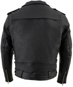Leather Motorcycle Jackets Milwaukee Leather LKM1775 Men's Black Leather Vented Jacket With Side Laces