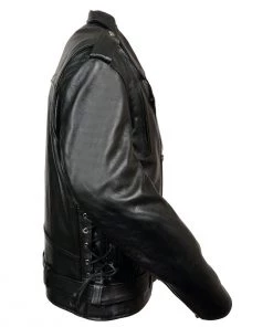 Milwaukee Leather LU1775 Men's'Wild One' Black Leather Vented Jacket With Side Laces