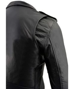 Leather Motorcycle Jackets Milwaukee Leather LKM1781 Men's “The Legend” Classic Police Style Black Leather Motorcycle Jacket