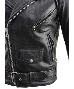 Leather Motorcycle Jackets Milwaukee Leather LKM1781 Men's “The Legend” Classic Police Style Black Leather Motorcycle Jacket