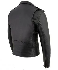 Leather Motorcycle Jackets Milwaukee Leather LKM1781 Men's “The Legend” Classic Police Style Black Leather Motorcycle Jacket