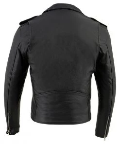 Leather Motorcycle Jackets Milwaukee Leather LKM1781 Men's “The Legend” Classic Police Style Black Leather Motorcycle Jacket