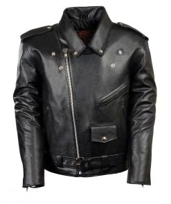 Leather Motorcycle Jackets Milwaukee Leather LKM1781 Men's “The Legend” Classic Police Style Black Leather Motorcycle Jacket
