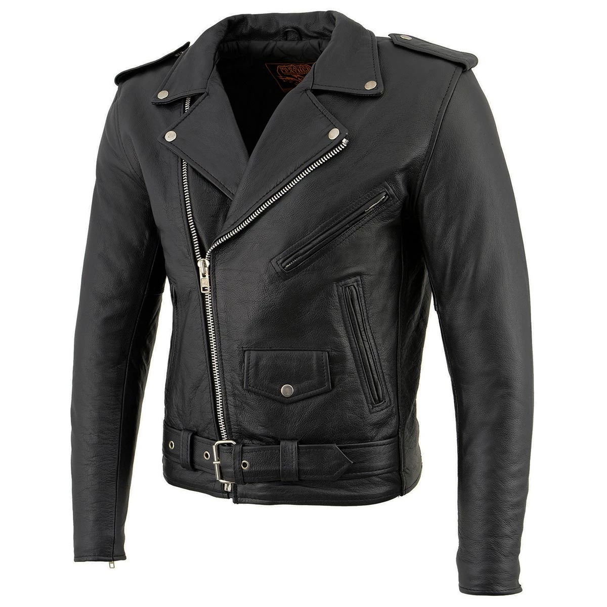 Leather Motorcycle Jackets Milwaukee Leather LKM1781 Men's “The Legend” Classic Police Style Black Leather Motorcycle Jacket