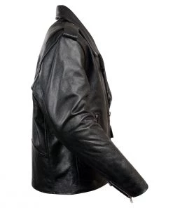 Leather Motorcycle Jackets Milwaukee Leather LKM1781 Men's “The Legend” Classic Police Style Black Leather Motorcycle Jacket