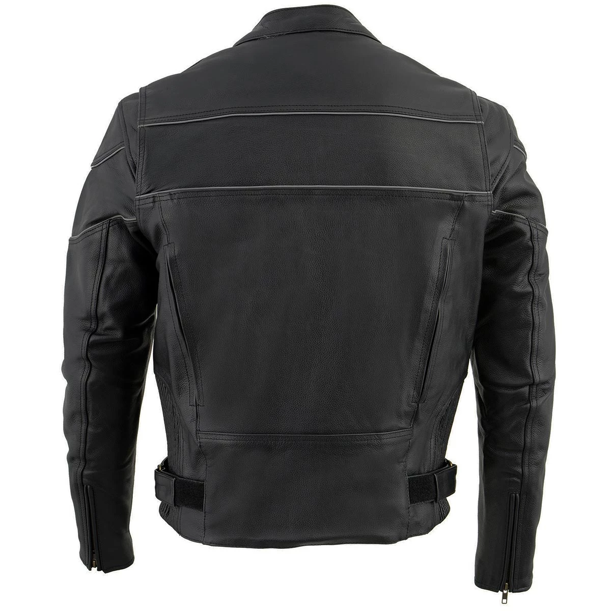 Leather Motorcycle Jackets Milwaukee Leather LU1785 Men's 'Reape' Black Leather Side Stretch Jacket With Reflective Piping