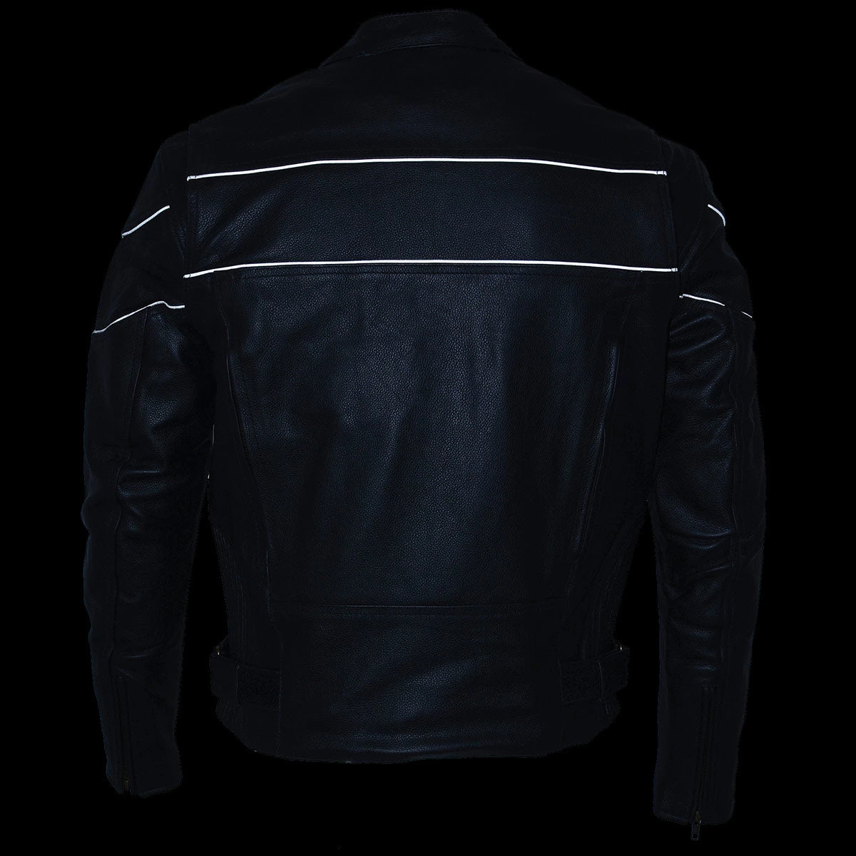 Leather Motorcycle Jackets Milwaukee Leather LU1785 Men's 'Reape' Black Leather Side Stretch Jacket With Reflective Piping