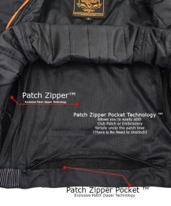 Leather Motorcycle Jackets Milwaukee Leather LU1785 Men's'Reape' Black Leather Side Stretch Jacket With Reflective Piping