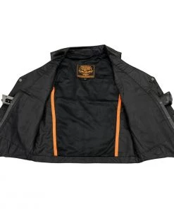 Motorcycle Vests Milwaukee Leather LKM3700 Men's Plain Side Leather Vest With Buffalo Snaps