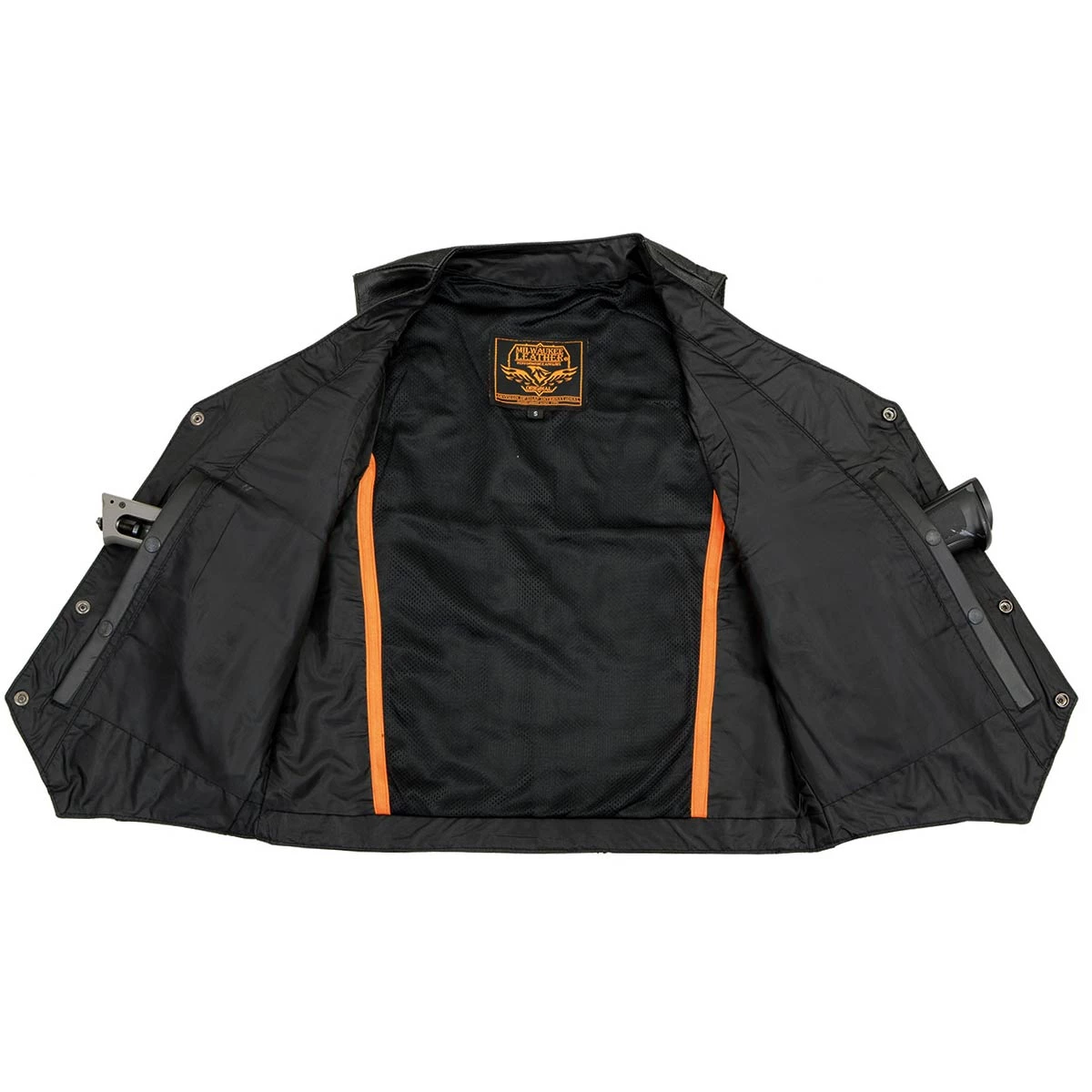 Motorcycle Vests Milwaukee Leather LKM3700 Men's Plain Side Leather Vest With Buffalo Snaps