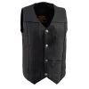 Motorcycle Vests Milwaukee Leather LKM3700 Men's Plain Side Leather Vest With Buffalo Snaps