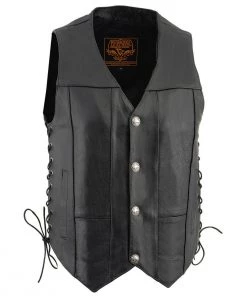 Motorcycle Vests Milwaukee Leather LKM3701 Men's Side Lace Leather Vest With Buffalo Snaps