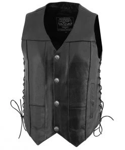 Motorcycle Vests Milwaukee Leather LKM3701 Men's Side Lace Leather Vest With Buffalo Snaps