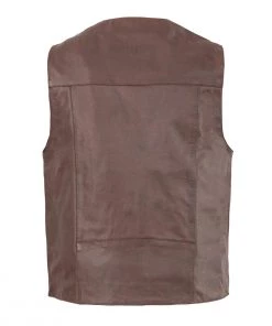 Milwaukee Leather LKM3702 Men's Broken Brown Western Leather Vest With Buffalo Snaps Motorcycle Vests