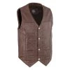 Milwaukee Leather LKM3702 Men's Broken Brown Western Leather Vest With Buffalo Snaps Motorcycle Vests