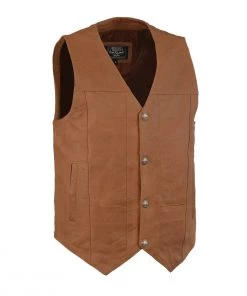 Motorcycle Vests Milwaukee Leather LKM3702 Men's Saddle Western Style Leather Vest With Buffalo Snaps