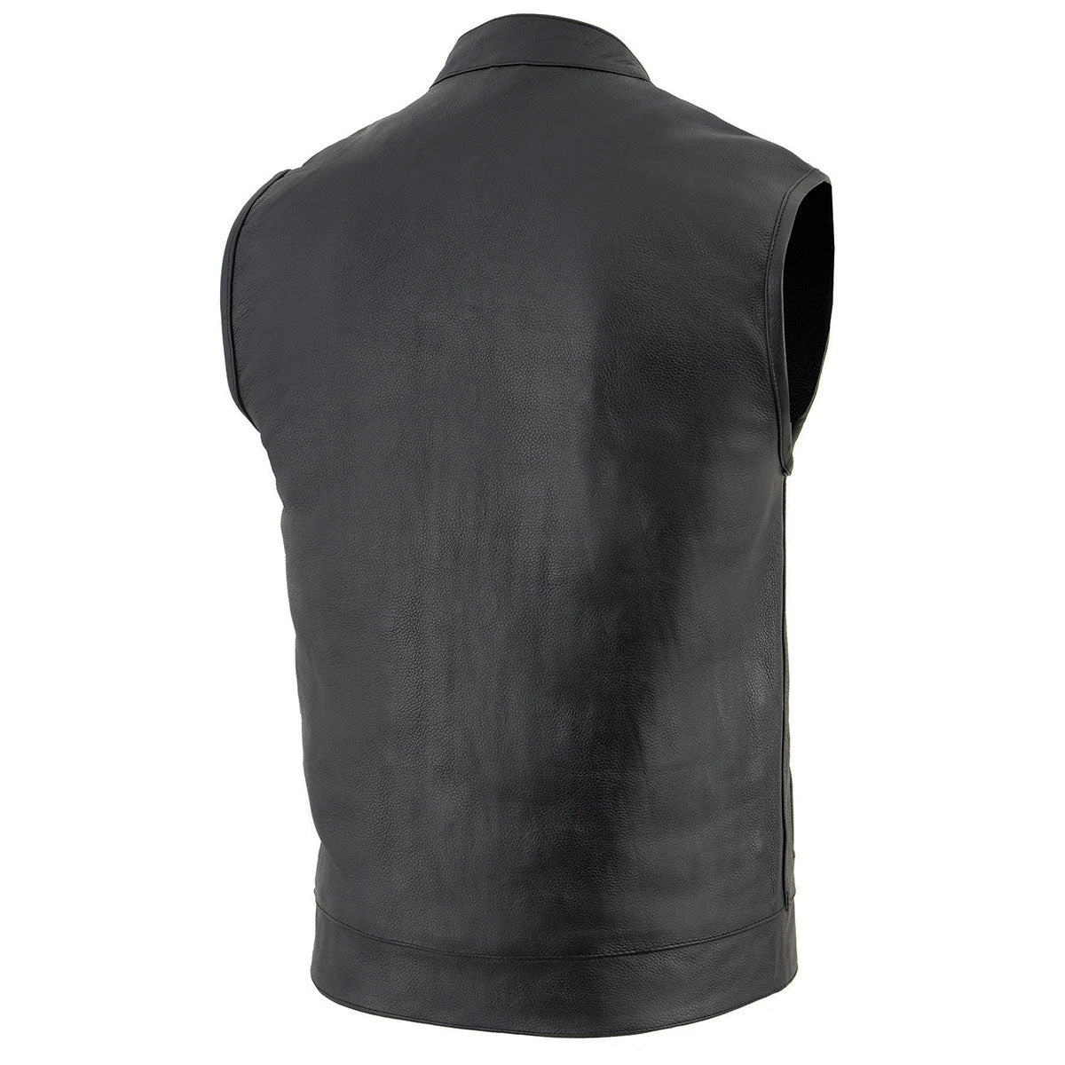 Milwaukee Leather LKM3710 Men's Black Club Style Leather Vest With Open Neck Motorcycle Vests
