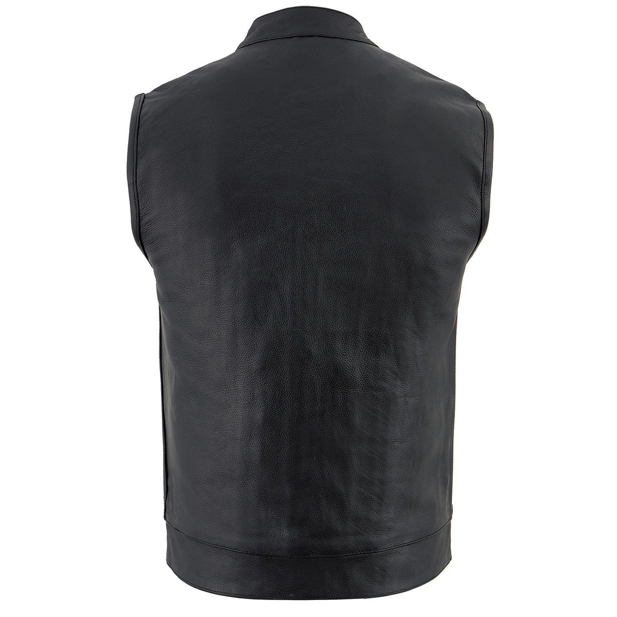 Milwaukee Leather LKM3710 Men's Black Club Style Leather Vest With Open Neck Motorcycle Vests