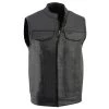 Milwaukee Leather LKM3710 Men's Black Club Style Leather Vest With Open Neck Motorcycle Vests
