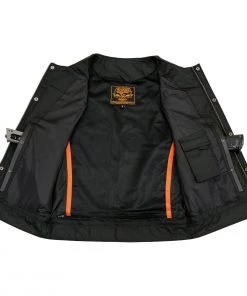 Milwaukee Leather LKM3711 Men's Collarless Dual Snap And Zipper Front Closure Club Leather Vest Motorcycle Vests