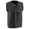Milwaukee Leather LKM3711 Men's Collarless Dual Snap And Zipper Front Closure Club Leather Vest Motorcycle Vests