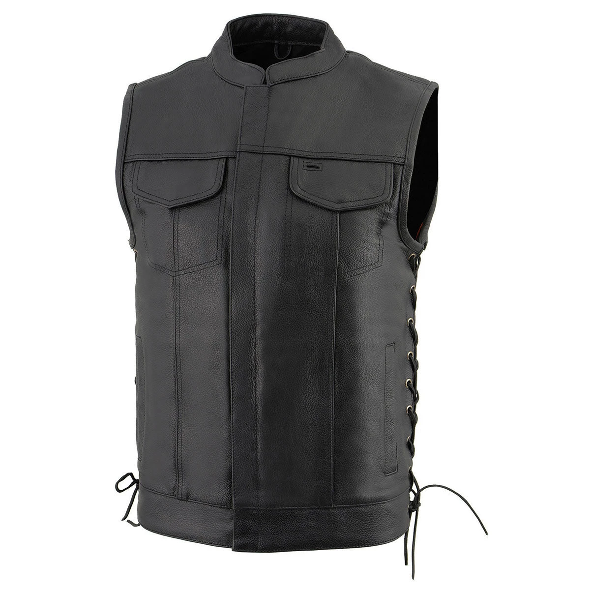 Milwaukee Leather LKM3712 Men's Side Lace Front Snap And Zipper Leather Club Vest