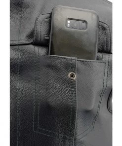 Motorcycle Vests Milwaukee Leather LKM3713 Men's ‘Quick Draw’ Black Leather Dual Closure Club Vest