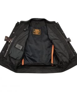 Motorcycle Vests Milwaukee Leather LKM3713 Men's ‘Quick Draw’ Black Leather Dual Closure Club Vest