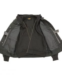 Milwaukee Leather LKM3714 Men's Black Leather Club Style Vest With Full Sleeve Hoodie And Quick Draw Pocket