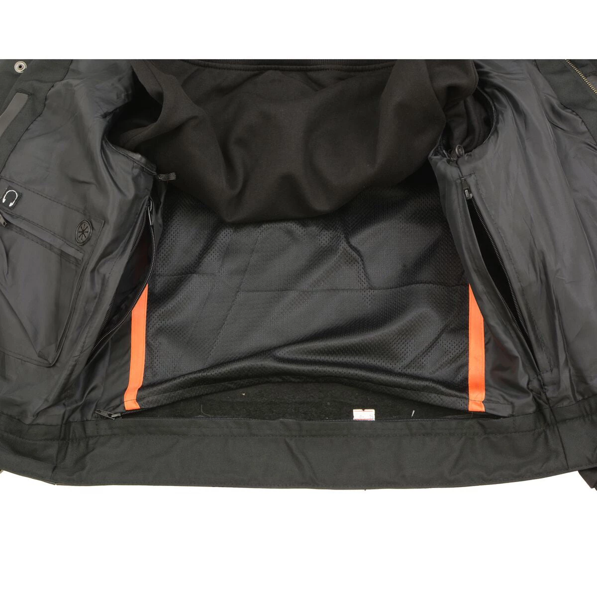 Milwaukee Leather LKM3714 Men's Black Leather Club Style Vest With Full Sleeve Hoodie And Quick Draw Pocket