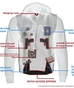 Milwaukee Leather LKM3714 Men's Black Leather Club Style Vest With Full Sleeve Hoodie And Quick Draw Pocket