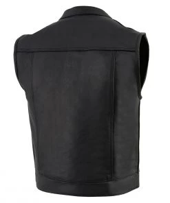 Motorcycle Vests Milwaukee Leather LKM3720 Men's Black Leather Vest With Concealed Snap Button Closure