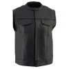 Motorcycle Vests Milwaukee Leather LKM3720 Men's Black Leather Vest With Concealed Snap Button Closure