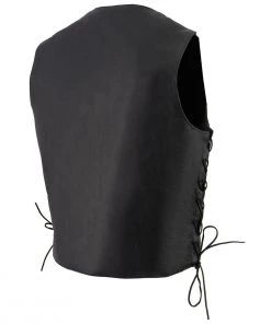 Motorcycle Vests Milwaukee Leather LKM3731 Men's Black Classic Side Lace MC Leather Vest