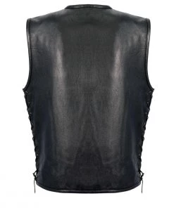 Milwaukee Leather LKM3741 Men's Black ‘Seamless Design’ Leather Vest With Side Laces