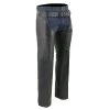 Milwaukee Leather LKM5780 Men's Black Leather 3 Pocket Chaps With Thigh Patch Pocket Motorcycle Pants & Chaps